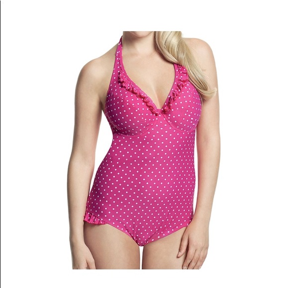 NWT Cleo Panache Retro Polkadot Halter Swimsuit! - Picture 1 of 6